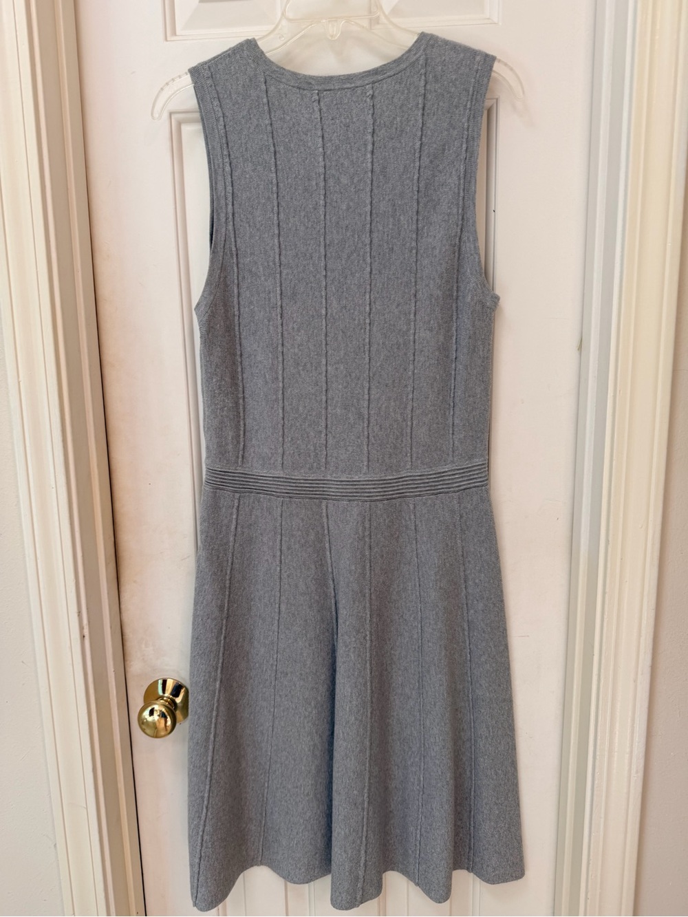 Ann Taylor Sleeveless Knit Sweater Fit-and-Flare Dress in Soft Grey, Size M - Picture 9 of 13